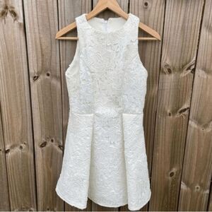 Anthropologie Keepsake Floral Lace Ivory Fit and Flare Mini Dress S Sleeveless